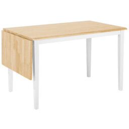 Wyld and Coco Extendable Dining Table 120-160 Cm Light Brown Rubberwood Top White Lacquered Legs - thumbnail 5