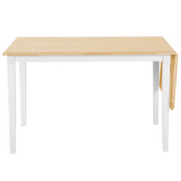 Wyld and Coco Extendable Dining Table 120-160 Cm Light Brown Rubberwood Top White Lacquered Legs - thumbnail 6