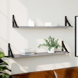 Walplus Wall Shelves 2 Pcs Grey Sonoma 80X15X15.5 Cm Engineered Wood - thumbnail 1