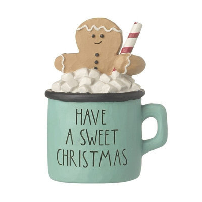 Heaven Sends Christmas Have A Sweet Christmas Gingerbread Hot Chocolate Decoration - Poly Clay Resin Ornament, 6.5 X 9 Cm