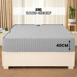Aspire Homeware Silver Stripe Fitted Sheet 40Cm Extra Deep-100%microfiber Fitted Bed Sheets King, (L)200Cmx(W)152Cm - thumbnail 6