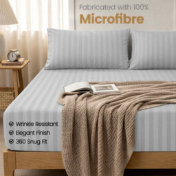 Aspire Homeware Silver Stripe Fitted Sheet 40Cm Extra Deep-100%microfiber Fitted Bed Sheets King, (L)200Cmx(W)152Cm - thumbnail 7