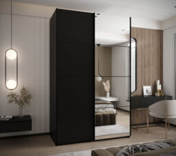 Arte Elegant Trosa Iii Sliding Door Wardrobe H2450mm W1600mm D640mm Mirrored Door, Ten Shelves, Hanging Rail, Black Steel Handles - thumbnail 2