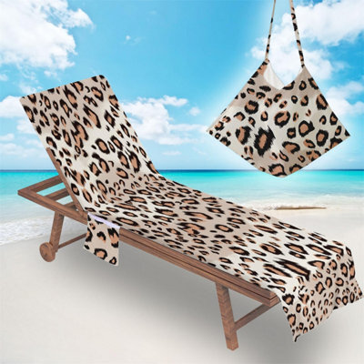 Beach Chair Cover, Folding Towel With Pocket, Leopard Print Sun Lounger - Hotel, Garden, Pool (75X210Cm) - image 1