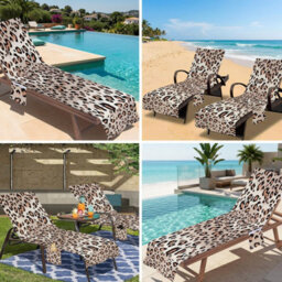 Beach Chair Cover, Folding Towel With Pocket, Leopard Print Sun Lounger - Hotel, Garden, Pool (75X210Cm) - thumbnail 5