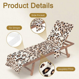 Beach Chair Cover, Folding Towel With Pocket, Leopard Print Sun Lounger - Hotel, Garden, Pool (75X210Cm) - thumbnail 3