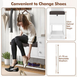 Costway Shoe Storage Bench Shoe Rack Stand With Flip Top Storage-White - thumbnail 8