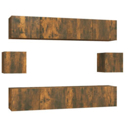 Berkfield 6 Piece Tv Cabinet Set Smoked Oak Engineered Wood - thumbnail 2