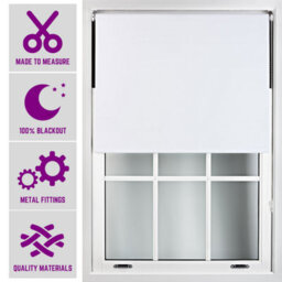 Furnished Made To Measure Blackout Roller Blinds With Metal Fittings - White Blind For Home And Office (W)120Cm (L)165Cm - thumbnail 1