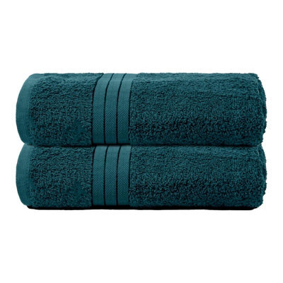 Ohs 2 Pack Of 100% Cotton Bath Towel, 70 X 115Cm - Dark Teal - image 1