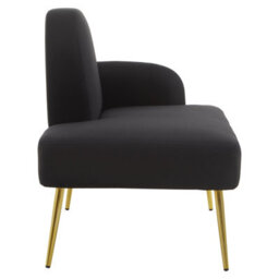 Orsina Stylish Left Arm Black Chaise Lounge, Sofa Couch With Gold Finish Metal Legs,black Upholstered Lounge Sofa - thumbnail 3