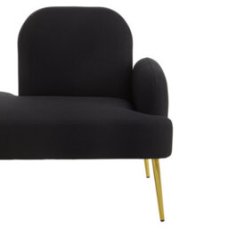 Orsina Stylish Left Arm Black Chaise Lounge, Sofa Couch With Gold Finish Metal Legs,black Upholstered Lounge Sofa - thumbnail 6