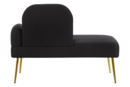 Orsina Stylish Left Arm Black Chaise Lounge, Sofa Couch With Gold Finish Metal Legs,black Upholstered Lounge Sofa - thumbnail 4