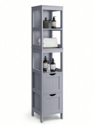 LEDREM Bathroom Floor Cabinet, Freestanding Bathroom Storage Unit, 2 Drawers, For Bathroom, Living Room, Kitchen, Dove Grey - thumbnail 8