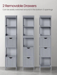 LEDREM Bathroom Floor Cabinet, Freestanding Bathroom Storage Unit, 2 Drawers, For Bathroom, Living Room, Kitchen, Dove Grey - thumbnail 2