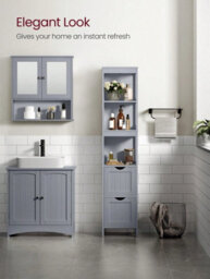 LEDREM Bathroom Floor Cabinet, Freestanding Bathroom Storage Unit, 2 Drawers, For Bathroom, Living Room, Kitchen, Dove Grey - thumbnail 5