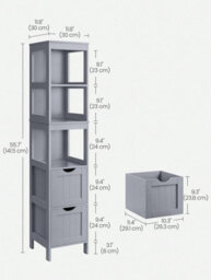 LEDREM Bathroom Floor Cabinet, Freestanding Bathroom Storage Unit, 2 Drawers, For Bathroom, Living Room, Kitchen, Dove Grey - thumbnail 6