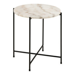 Wyld Haus Verona Round White Marble Side Table With Black Steel Base - thumbnail 2
