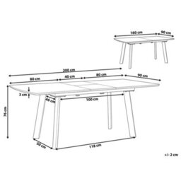 Beliani Extending Dining Table Salvador Dark Brown 160/200 Cm 90 Cm - thumbnail 3