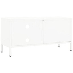 Berkfield Classic Tv Cabinet White 90X30X44 Cm Steel And Glass - thumbnail 5