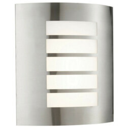 Ip44 Outdoor Wall Light Brushed Steel & Diffuser 7W Warm White Led Porch Lamp - thumbnail 1