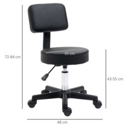 Homcom Adjustable Swivel Salon Chair Padded Seat Back 5 Wheels Black - thumbnail 3
