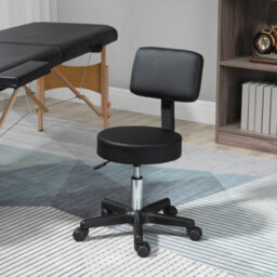 Homcom Adjustable Swivel Salon Chair Padded Seat Back 5 Wheels Black - thumbnail 1