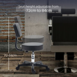 Homcom Adjustable Swivel Salon Chair Padded Seat Back 5 Wheels Black - thumbnail 7