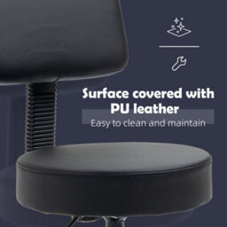 Homcom Adjustable Swivel Salon Chair Padded Seat Back 5 Wheels Black - thumbnail 4
