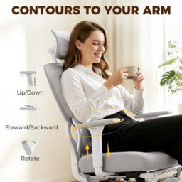 Ergonomic Mesh Office Chair With 3D Armrest, Rotatable Headrest For Home - thumbnail 4