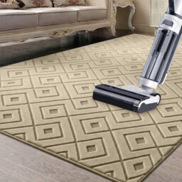 Moonlight Bedding Beige Geometric Rug 120X170Cm, Washable Non-Slip Soft High Low Pile Living Room Carpet - thumbnail 2