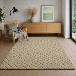 Moonlight Bedding Beige Geometric Rug 120X170Cm, Washable Non-Slip Soft High Low Pile Living Room Carpet - thumbnail 4