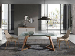 Stylish Brown Fabric Dining Chair By Angel Cerda - thumbnail 3