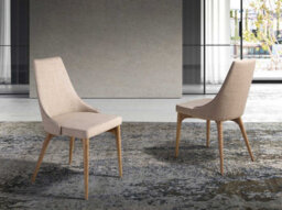 Stylish Brown Fabric Dining Chair By Angel Cerda - thumbnail 2
