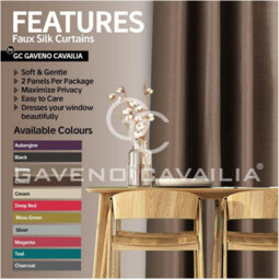 Gc Gaveno Cavailia Silk Sheen Eyelet Curtain 66X54 Brown 100% Polyester Ring Top Fully Lined Drapes - thumbnail 2