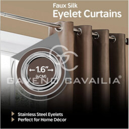 Gc Gaveno Cavailia Silk Sheen Eyelet Curtain 66X54 Brown 100% Polyester Ring Top Fully Lined Drapes - thumbnail 4