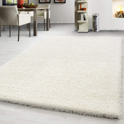 Prime Plus Extra Thick Heavy 5Cm Pile Soft Shaggy Rugs Modern Area Rugs Bedroom Hall Rugs (Cream, 120 X 170Cm) - image 1