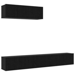 Walplus Tv Cabinet Set 3 Pcs Black Oak 200 X 30 X 30 Cm Engineered Wood - thumbnail 2