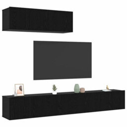 Walplus Tv Cabinet Set 3 Pcs Black Oak 200 X 30 X 30 Cm Engineered Wood - thumbnail 3