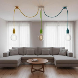 Colorful 3 Drop Spider Pendant Light Fitting, Adjustable E27 Ceiling Lamp For Kitchen, Living Room & Kids Room - thumbnail 2