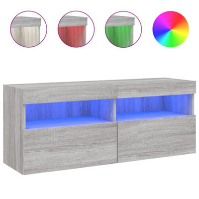 Berkfield Durable Tv Wall Cabinet With Led Lights Grey Sonoma 100X30X40 Cm