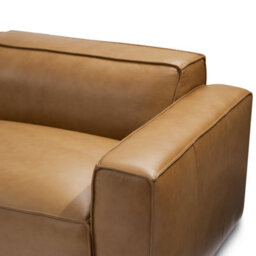 Valencia Nathan Full Aniline Leather Lounge Modular Three Seats Double Chaise Sofa Caramel Brown Fsc Pine Wood - thumbnail 6