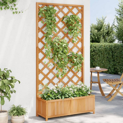 Walplus Planter With Trellis Brown Solid Wood Fir - image 1