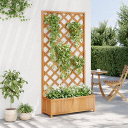 Walplus Planter With Trellis Brown Solid Wood Fir - thumbnail 3