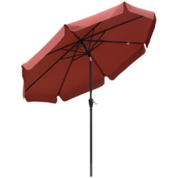 Outsunny 2.7M Patio Umbrella Garden Parasol With Crank, Ruffles 8 Ribs Wine Red - thumbnail 2