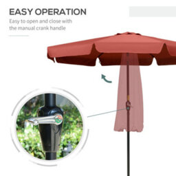 Outsunny 2.7M Patio Umbrella Garden Parasol With Crank, Ruffles 8 Ribs Wine Red - thumbnail 5