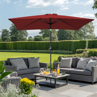 Rinse Bathrooms Outdoor Patio Garden Parasol 3X2M Sun Shade Umbrella Canopy W/crank Tilt Uv Protection Wine - image 1