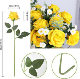 Bouquet Of 10 Artificial Yellow Silk Flowers For Home, Office, And Wedding Decorations - thumbnail 2
