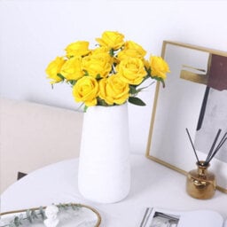 Bouquet Of 10 Artificial Yellow Silk Flowers For Home, Office, And Wedding Decorations - thumbnail 4
