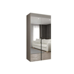 Arte Soothing Cashmere Hinged Door Wardrobe 100Cm - Calm Storage With Mirrored Panels - thumbnail 2